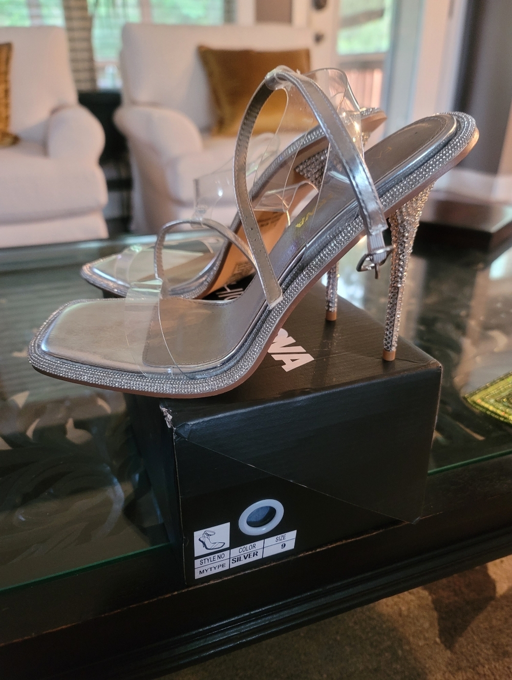 Silver Clear-Strap Stiletto Sandals - Women